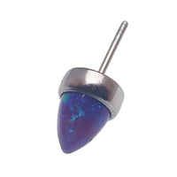4mm opal cone push fit top attachment for body jewelry by Body Clickers, featuring a smooth, colorful opal stone.