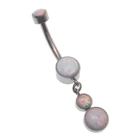 Lavender opal dangle belly ring in 14g body jewelry by Body Clickers, featuring a stylish and elegant design.