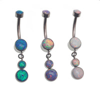 Lavender opal dangle belly ring by Body Clickers, 14g body jewelry with a sparkling opal accent.