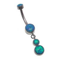 Lavender opal dangle belly ring by Body Clickers, 14g body jewelry with a stylish hanging opal design.