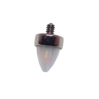 White and multi-lavender round bezel cone attachment for body jewelry by Body Clickers, featuring a decorative lavender and white design.