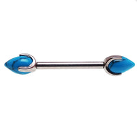 Turquoise titanium nipple piercing by Body Clickers, available in 12g, 14g, and 16g sizes with push fit design and 10mm length.