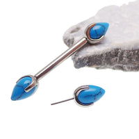 Push Fit Titanium Nipple Piercing in turquoise, available in 16g, 14g, 12g gauges, by Body Clickers Body Jewelry.