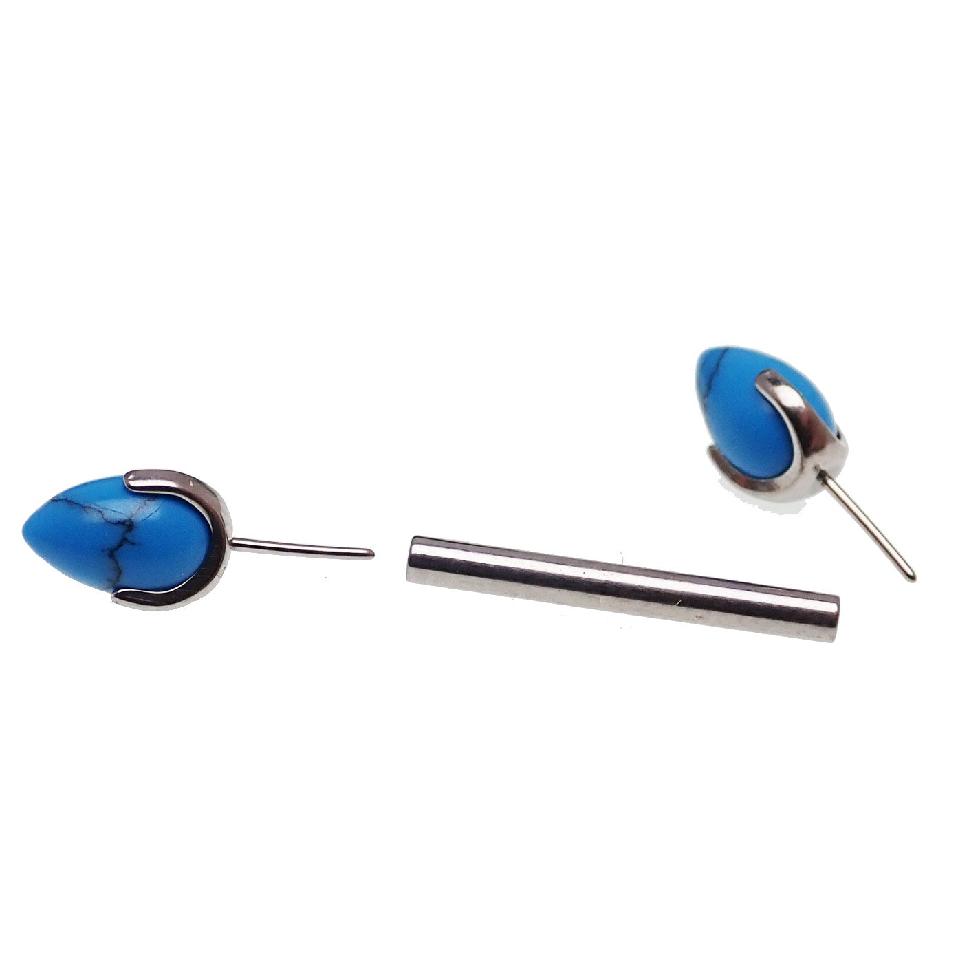 Push Fit Titanium Nipple Piercing in turquoise, available in 12g, 14g, and 16g, made by Body Clickers Body Jewelry.