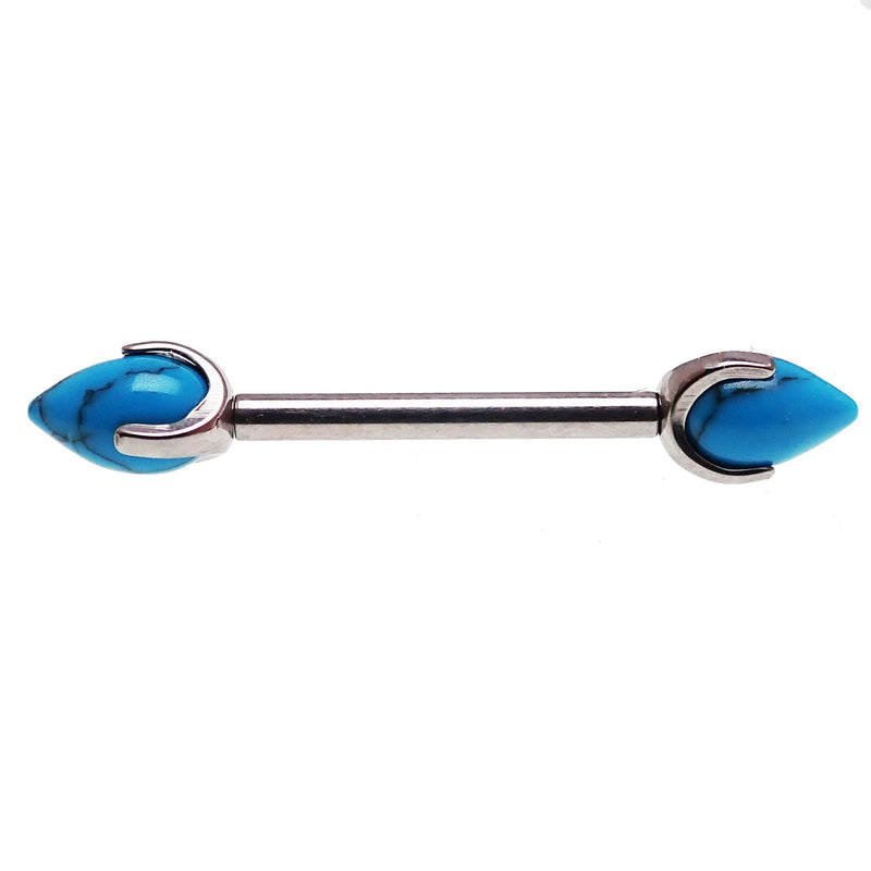 Turquoise bullets implant titanium nipple bars from Body Clickers Body Jewelry, 14G, 10mm nipple piercing jewelry.