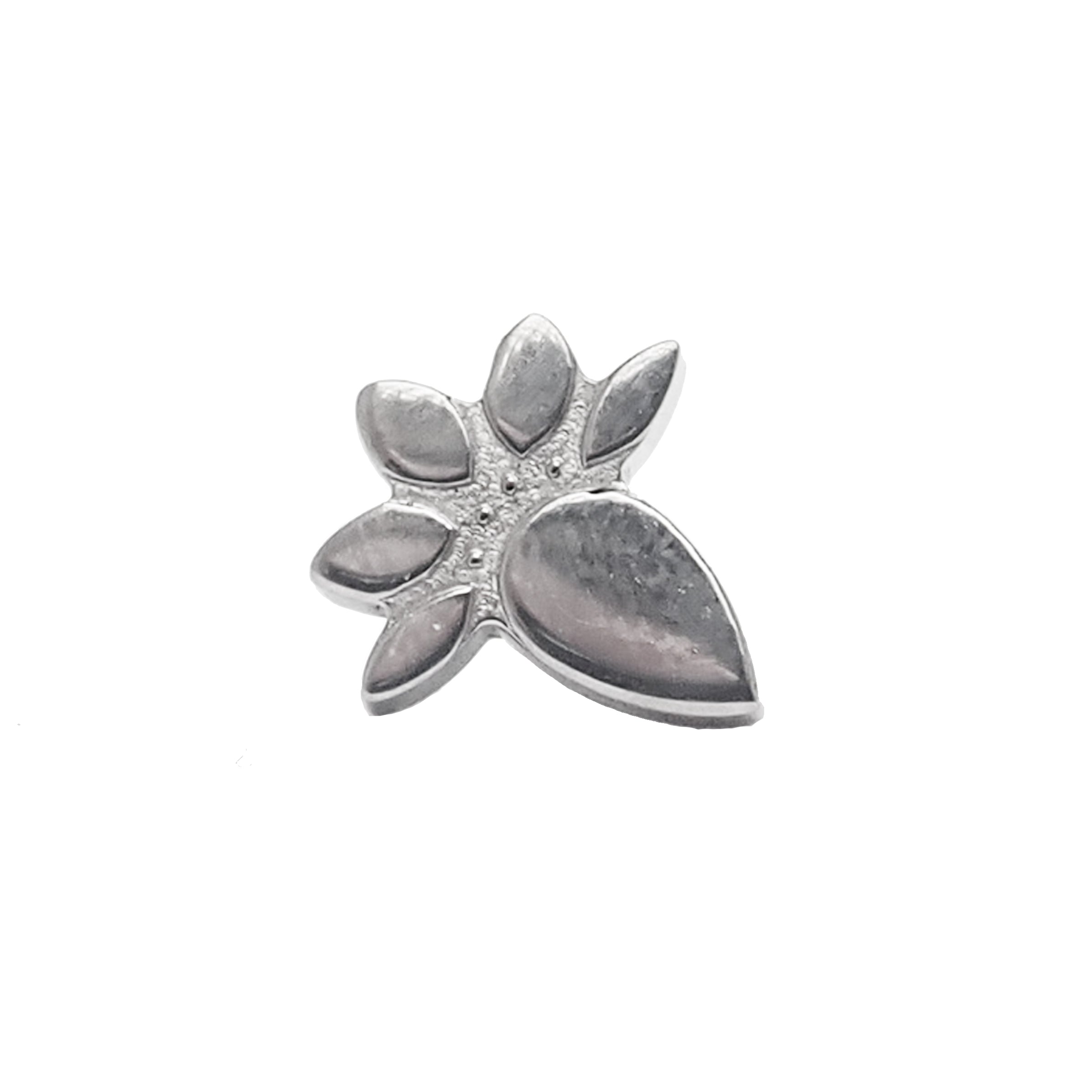Lotus flower opal push fit labret body jewelry in various gauges, featuring a 6mm opal and lotus design by Body Clickers.