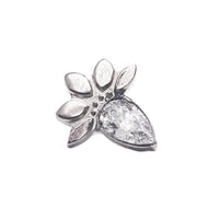 Lotus flower opal push fit labret body jewelry in various gauges, featuring a 6mm lotus flower opal design from Body Clickers.