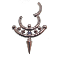 Onyx or Icy Jade Spike Titanium Clicker body jewelry in 14g and 16g sizes, featuring sleek stone accents and a modern design.