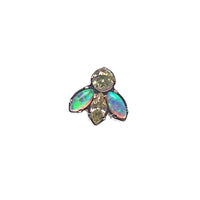 Body Clickers Cute Bug Opal and CZ titanium flatback body jewelry in peach citrine and opalite, 18g, 6mm, internally threaded.