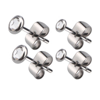 Pair of titanium earrings with 3mm zircon stones, featuring a sleek design and secure posts, by Body Clickers Body Jewelry.