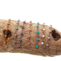 Peacock blue titanium opal piercing add-on chain for body jewelry by Body Clickers, featuring a sleek titanium design.