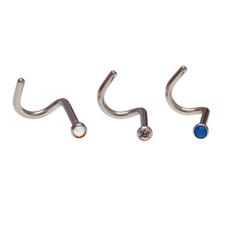 Pink CZ Cork Nose Piercing, 18g Body Jewelry by Body Clickers, featuring a stylish and sparkling nose ring.