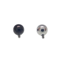 Polished silver internally threaded titanium ball attachments for body jewelry, 16g/0.9mm, by Body Clickers.