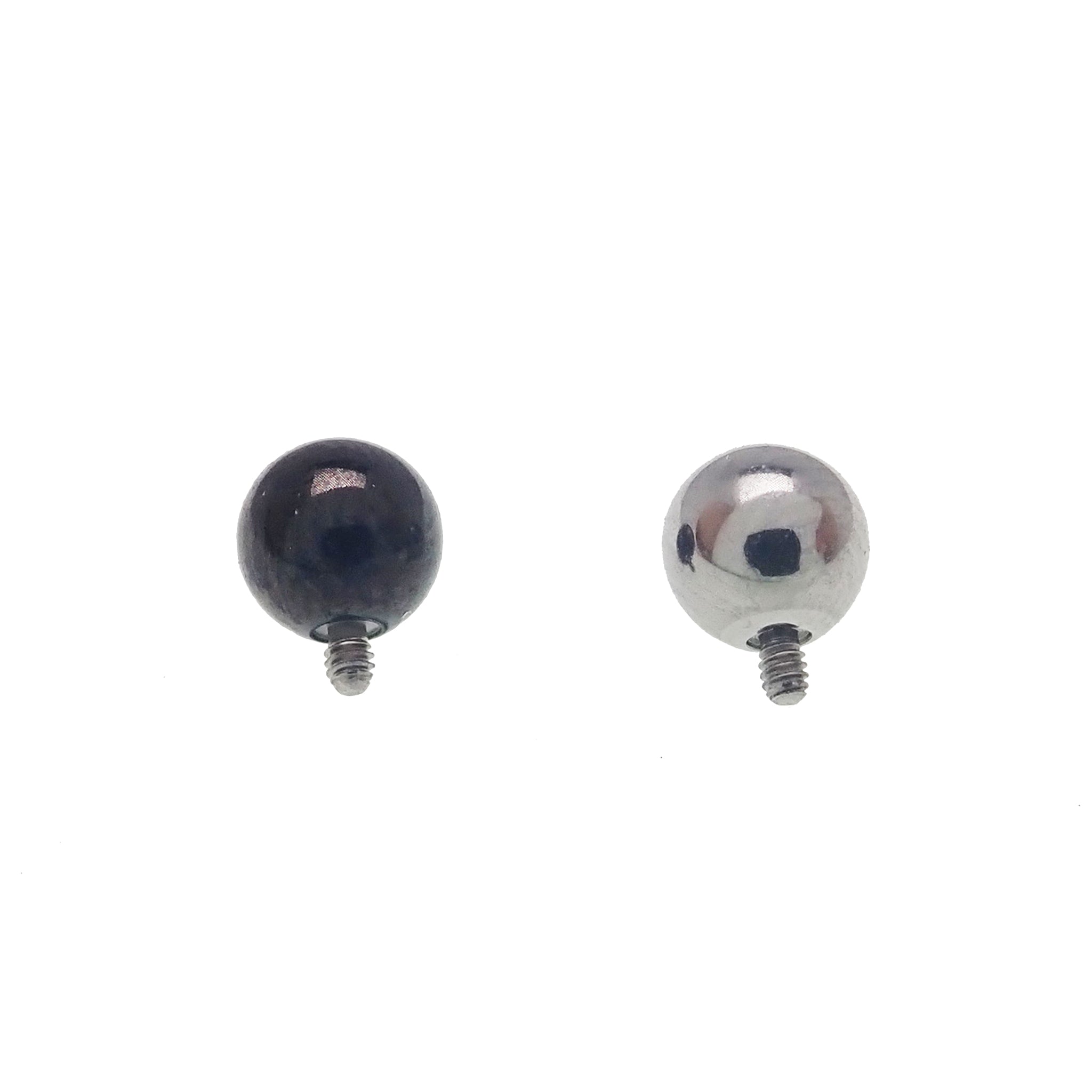 Polished silver internally threaded titanium ball attachments for body jewelry, 16g/0.9mm, by Body Clickers.