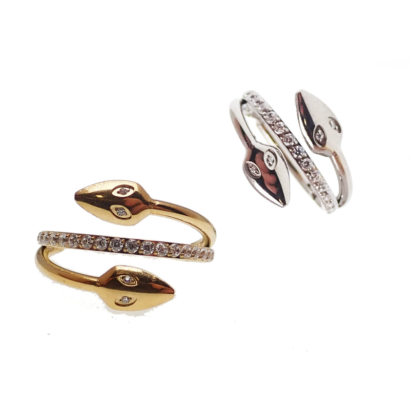Gold PVD Snake Head CZ Clicker body jewelry in 16g with an 8mm snake head design, by Body Clickers.