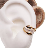 Gold Snake Head CZ Clicker body jewelry in 16g with 8mm design by Body Clickers, featuring a detailed snake head and sparkling CZ stones.