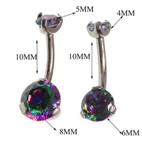 Body Clickers VM Regular and Mini Belly Bar 14g, stainless steel body jewelry with curved bar for navel piercings.
