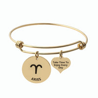 Silver Steel Capricorn Zodiac Bangle by Body Clickers Body Jewelry, featuring a sleek design with Capricorn symbol and durable construction.
