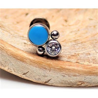 Body Clickers CZ and opal 4-piece cluster flat back body jewelry in 14g, 16g, and 18g sizes, featuring sparkling stones.