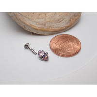 Body Clickers CZ and opal 4-piece cluster flat back body jewelry in 14g, 16g, and 18g with sparkling stones and metal settings.