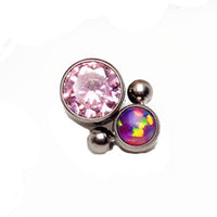 Body Clickers lavender CZ and opal 4-piece cluster flat back body jewelry set in 14g, 16g, and 18g sizes