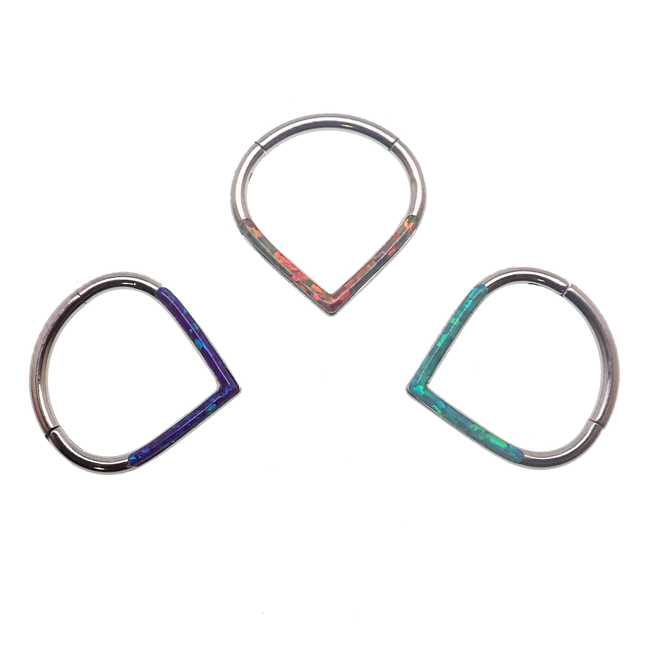Opal Titanium Heart Clicker body jewelry in 16g with white 8mm heart design by Body Clickers
