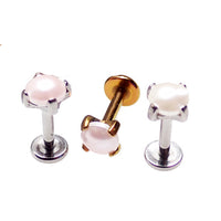 Body Clickers pearl flat back piercing in 14g, 16g, 18g with a 6mm white pearl, designed for discreet, stylish body jewelry.