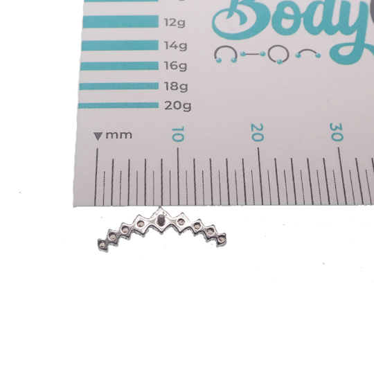 Clear and champagne cubic zirconia long crown titanium flatback piercing in 14g, 16g, and 18g gauges with shiny stone settings.