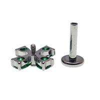 Titanium CZ Cross Flower flatback piercing in 14g, 16g, and 18g sizes, featuring a detailed flower and cross design.