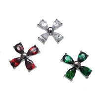 Titanium CZ Cross Flower flatback piercing in 14g, 16g, and 18g with a decorative cross flower design by Body Clickers.