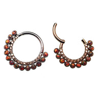 Dark cherry double row 16g clicker by Body Clickers with 8mm diameter, featuring polished metal design and secure clasp.