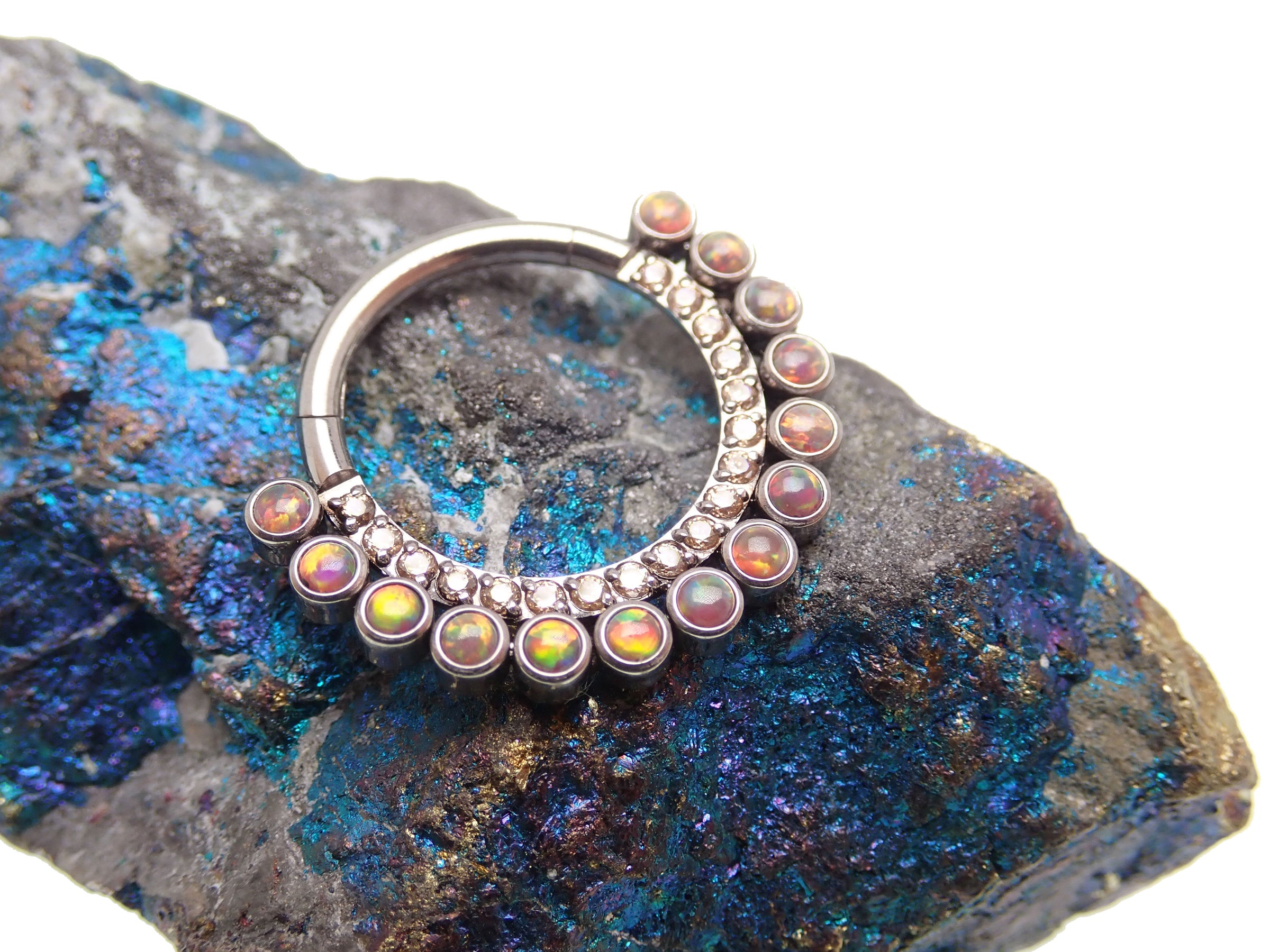Dark cherry double row 16g clicker jewelry by Body Clickers, with sleek 8mm design and polished finish.