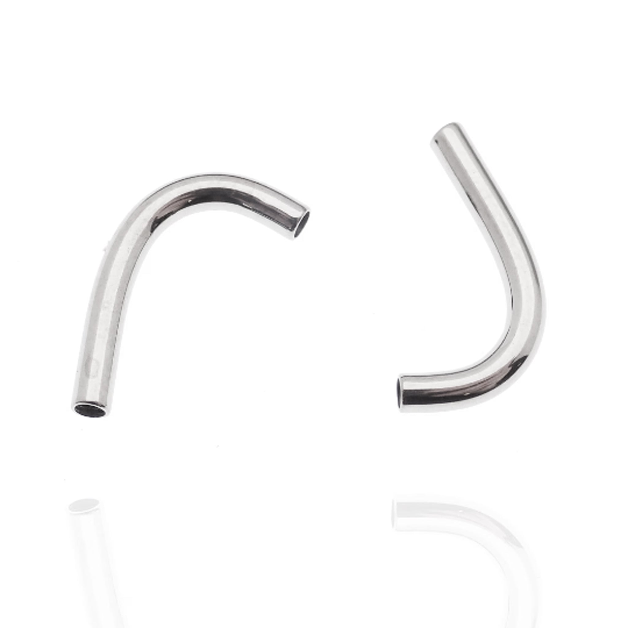 Internally threaded J-curve titanium barbell by Body Clickers in 16g and 14g, featuring a curved design for body piercings.
