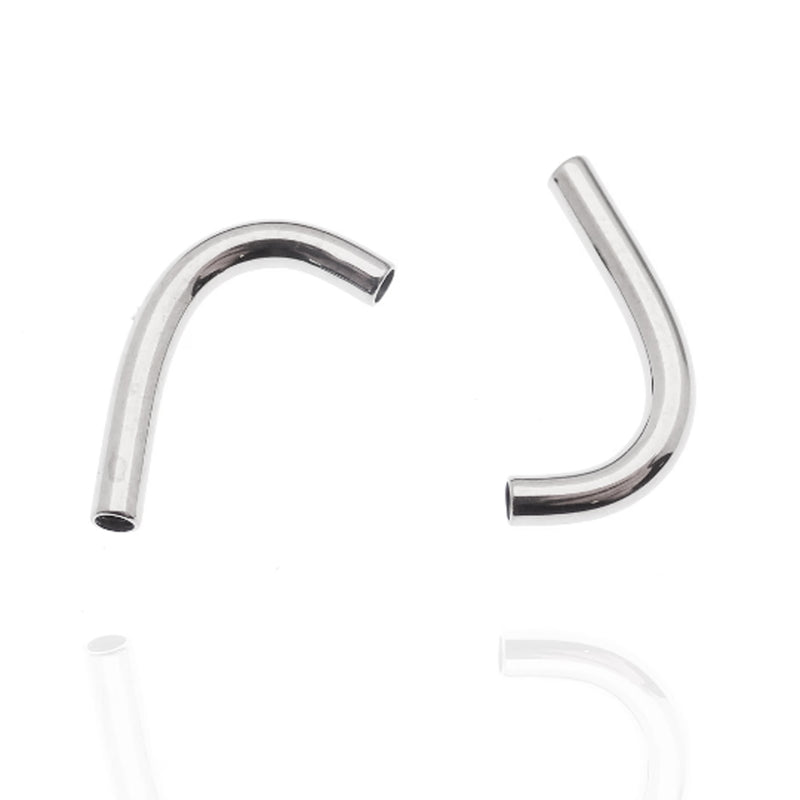 Internally threaded J-curve titanium barbell by Body Clickers in 16g and 14g, featuring a curved design for body piercings.