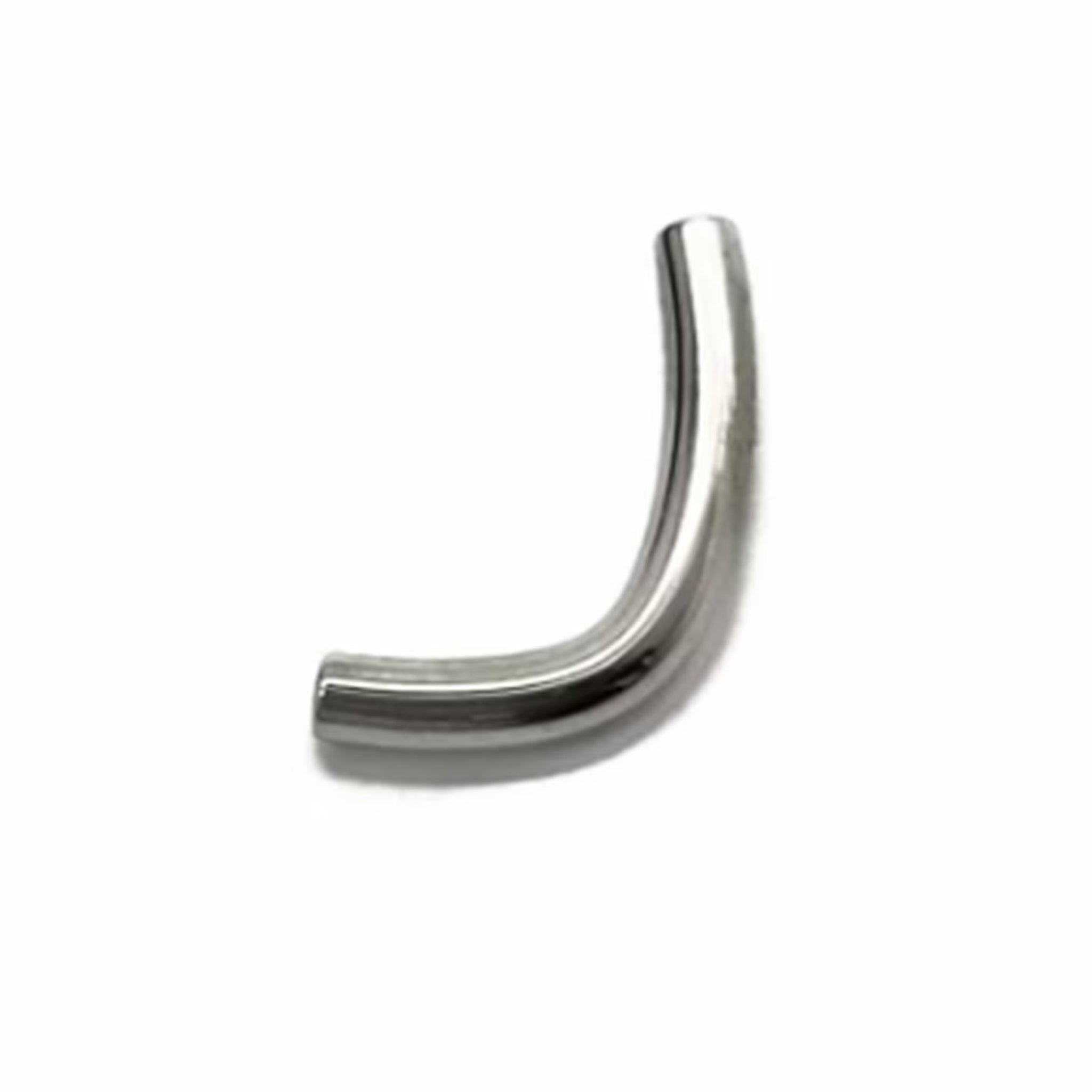 Internally threaded J-curve titanium barbell by Body Clickers in 16g and 14g, featuring a smooth curve for pierced ears or cartilage.