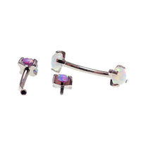 Blue opal opal prong set titanium curve barbell, 16g, Body Clickers, curved body jewelry for piercings