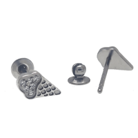 Pair of Body Clickers ice cream cone implant titanium earrings with detailed cone design and smooth surface, suitable for body piercing.