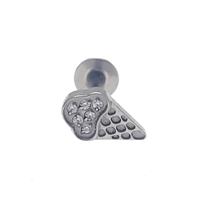 Pair of Body Clickers ice cream cone implant titanium earrings, showcasing detailed cone design and smooth metallic finish.