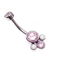 Titanium opal and Swarovski crystal belly ring by Body Clickers, featuring a sparkling gemstone design for body jewelry.