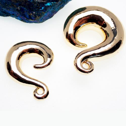 Pair of brass gold dipped ear weights from Body Clickers, 6mm size, with smooth, shiny finish for piercings and body jewelry.