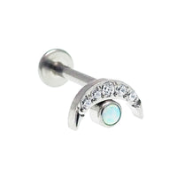 Titanium Clear CZ & Fire Opal Push Fit Piercing - 20g, 18g, 16g, 14g - Body Clickers Body Jewelry