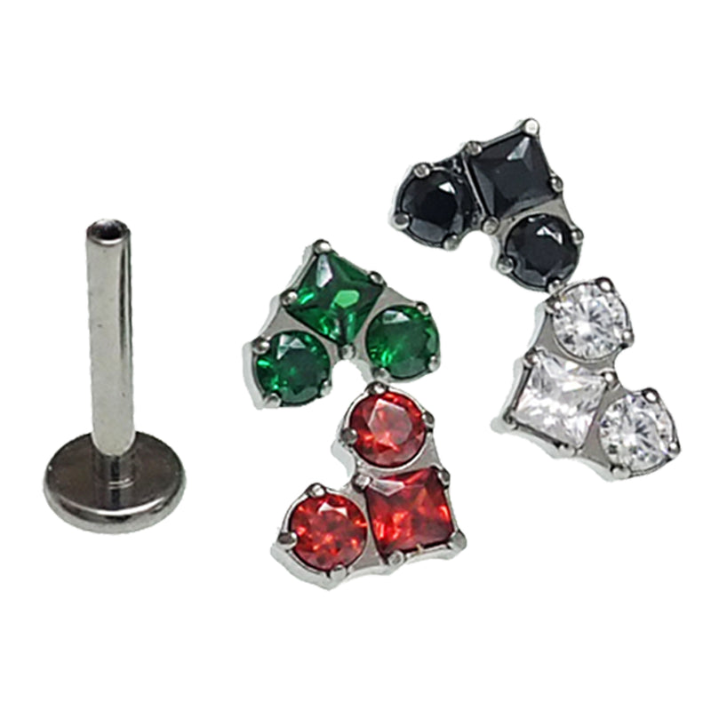 Body Clickers CZ Love Heart Titanium flatback earrings in 14g, 16g, and 18g with sparkling heart design.