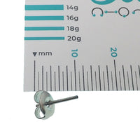 Pair of Body Clickers threadless earring backs, 20g size, designed for push fit earring tops, shown on a plain background.