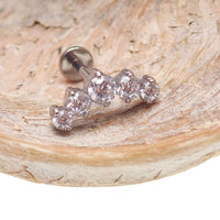 Titanium Push Fit Blaze CZ flat back helix piercing by Body Clickers, 20G, 6mm with sparkling CZ gemstone.