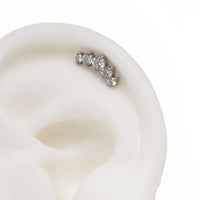 Titanium push fit Blaze CZ helix piercing with flat back design for helix cartilage, by Body Clickers.