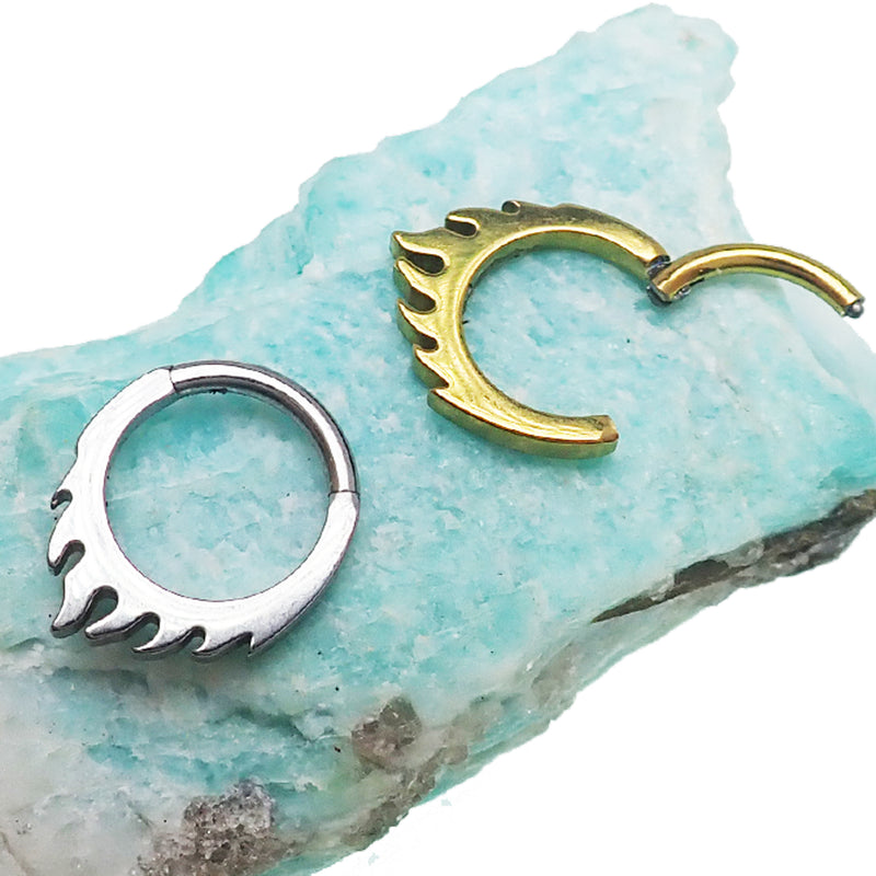 Flaming Fire Titanium Clicker 16g | Body Clickers Body Jewelry