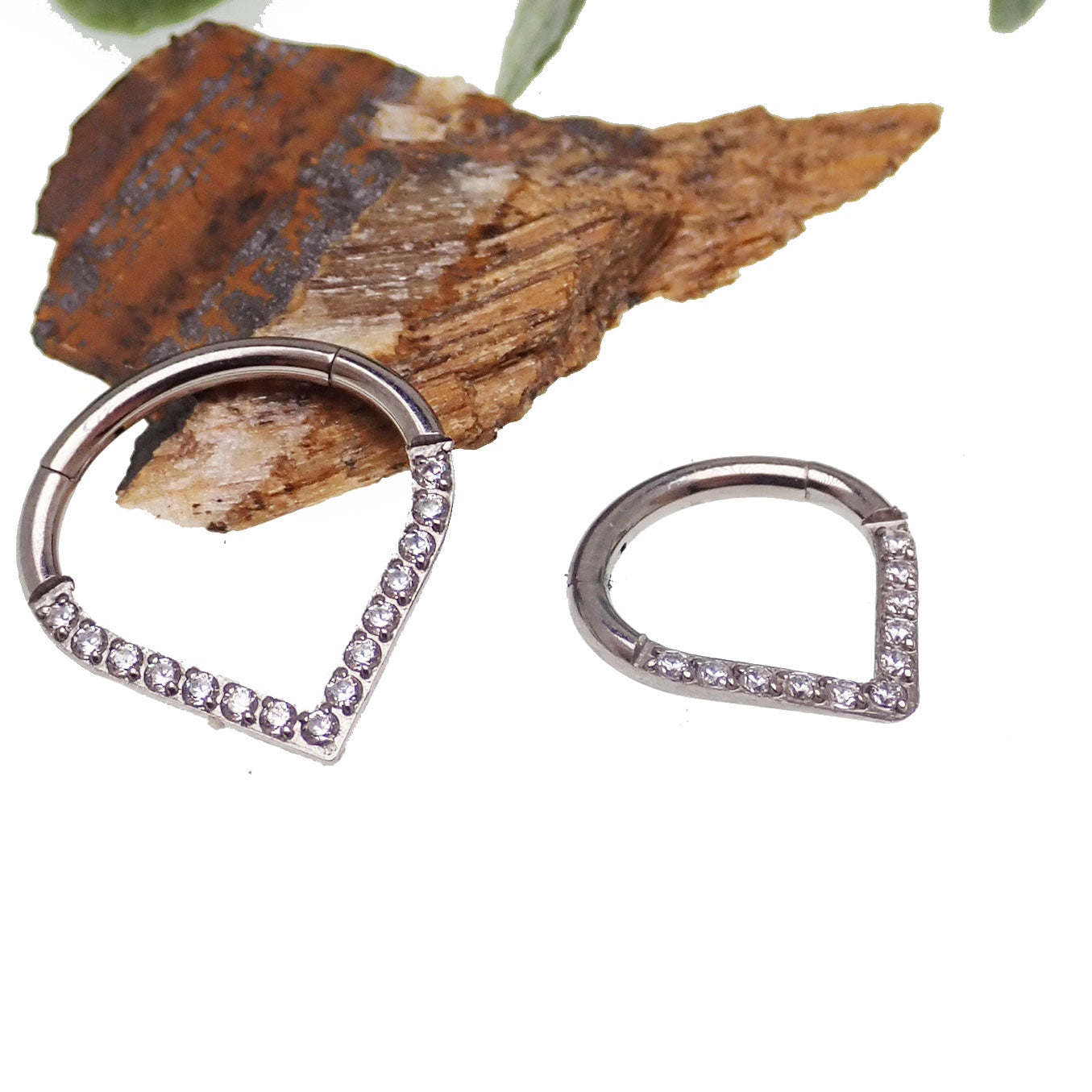 Hinged Triangle Pave Heart Septum Clicker in 16g by Body Clickers, featuring a heart-shaped pave design and secure hinge closure.