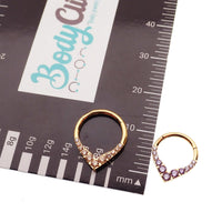 Gold titanium hinged clicker jewelry for septum and daith piercings, 16g Body Clickers PVD gold titanium design.