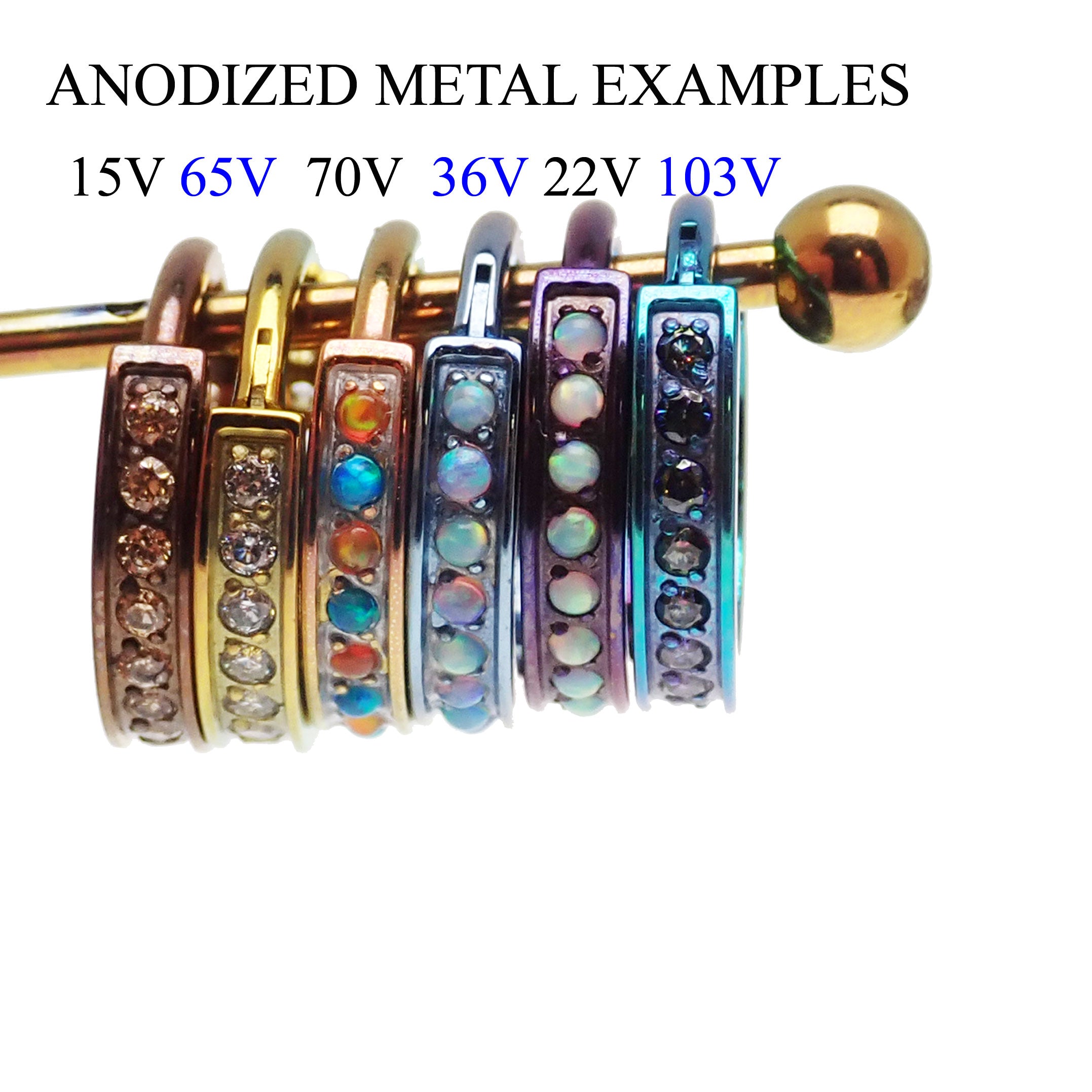 Huggie-style 10mm titanium hinged clicker from Body Clickers with bubblegum opal design, 16g body jewelry for piercings.