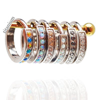 Huggie-style 10mm titanium hinged clicker from Body Clickers with bubblegum opal design, 16g body jewelry for piercings.